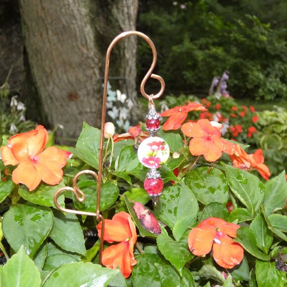 Copper Heart Plant Stake for Indoor or Outdoor Plant Decoration, Yard Art, - Picture 2 of 12